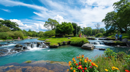 Waterfall in Kanchanaburi, Thailand. Panorama.の写真素材