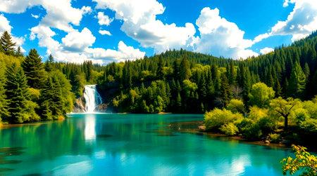 Beautiful turquoise water of the Plitvice Lakes National Parkの写真素材