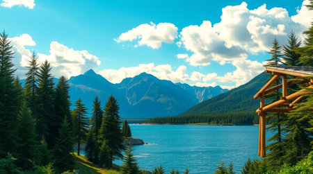 Mountain lake in the Canadian Rockies. Beautiful summer landscape. Panorama
