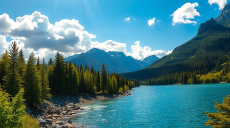 Panoramic view of Lake Louise, Banff National Park, Alberta, Canada