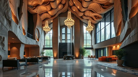 Interior of a conference hall in a modern hotel. 3d renderingの写真素材