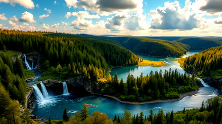 Landscape of the mountain riverの写真素材