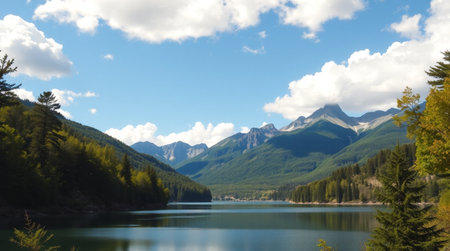 Beautiful alpine lake with mountains in the background, Jasper National Park, Alberta, Canada