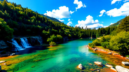Beautiful view of a mountain river in the Altai mountains.の写真素材