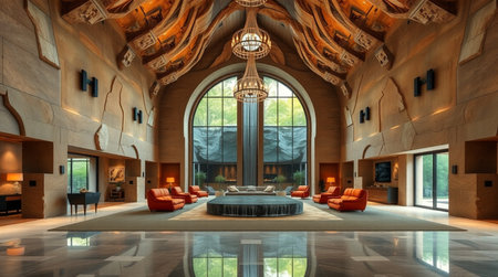 3D CG rendering of Modern luxury hotel and casino with open spaceの写真素材