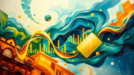 Abstract colorful background with business graph.