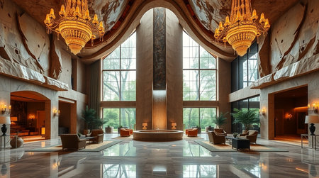 Interior view of the hallway of a luxury building.の写真素材