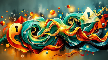 abstract colorful wave background, 3d illustration with space for textの写真素材
