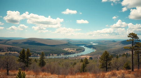 Panoramic view of the river in the Altai mountains.の写真素材