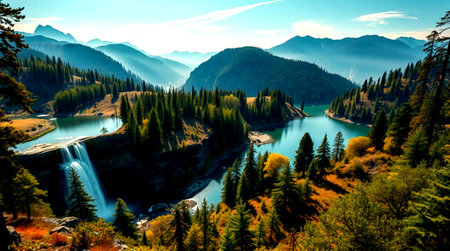 Beautiful alpine landscape with turquoise colored lake and high mountains