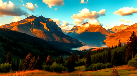 Mountains at sunset in Banff National Park, Alberta, Canada