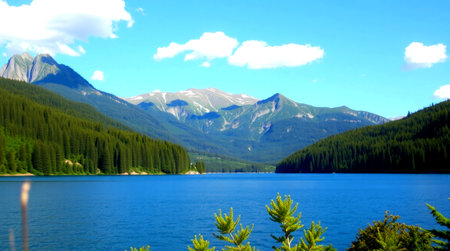 Mountains and lake in Banff National Park, Alberta, Canada
