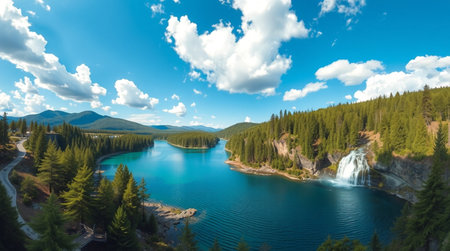 Panorama of a beautiful mountain lake.