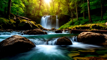 Beautiful waterfall in the tropical forest of Costa Rica, Central America