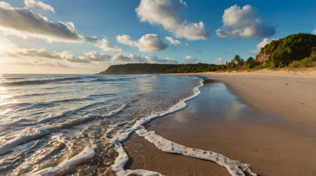 Baltic Sea shore at sunset. Panoramic view of Baltic sea shore.の写真素材