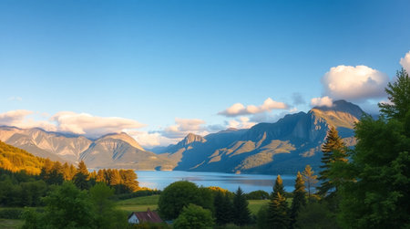 Panoramic view of Lake Wakatipu, Queenstown, New Zealandの写真素材
