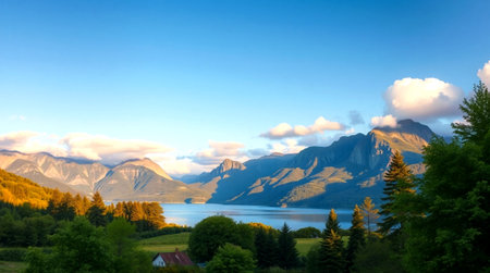Panoramic view of Lake Wakatipu, Queenstown, New Zealandの写真素材