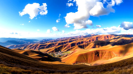Panoramic view of the dunes at sunset in New Zealand