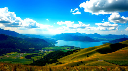 Landscape of Lake Lucerne (Vierwaldstattersee), Switzerlandの写真素材