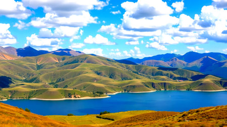 Landscape of Lake Titicaca in Peru, South America.