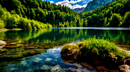 beautiful alpine lake in the mountains, photo as a background, digital image