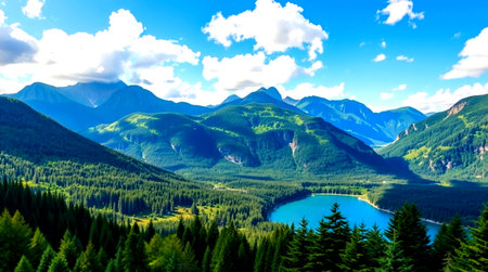 Panoramic view of Lake Louise, Banff National Park, Alberta, Canada