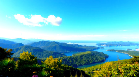 Panoramic view of the island of hong kong.の写真素材
