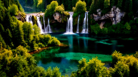 Waterfall in Plitvice Lakes National Park (Croatia)
