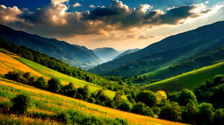 Beautiful summer landscape in the Carpathian Mountains, Ukraine.の写真素材