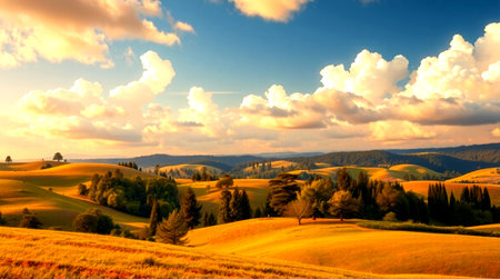 Tuscan countryside in Val d'Orcia, Tuscany, Italyの写真素材