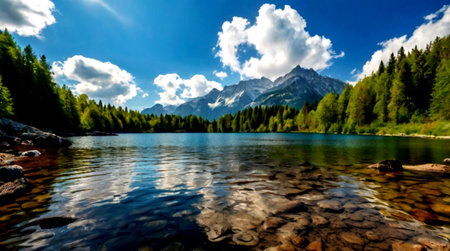 panoramic view of the lake Eibsee, Bavaria, Germany