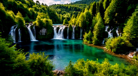 Waterfall in Plitvice Lakes National Park, Croatia. Beautiful nature of Croatia.の写真素材