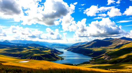 Panoramic view of Lake Wanaka, Wanaka, New Zealandの写真素材