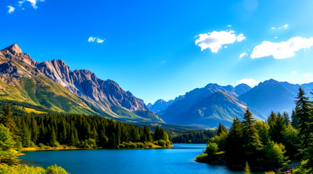 Mountain lake in the Canadian Rockies. The concept of active and photo tourism
