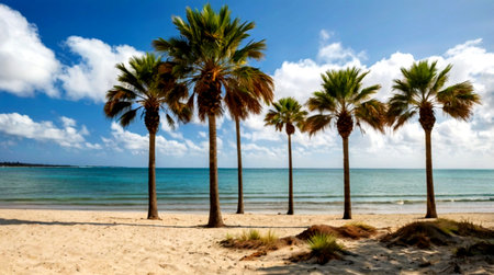 Palm trees on the beach of Varadero, Cuba.