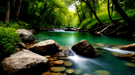 Waterfall in deep forest at Plitvice Lakes National Park in Croatia