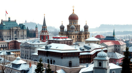 Panoramic view of the old townの写真素材