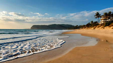 Panoramic view of a beautiful beach in Costa Rica, Central Americaの写真素材