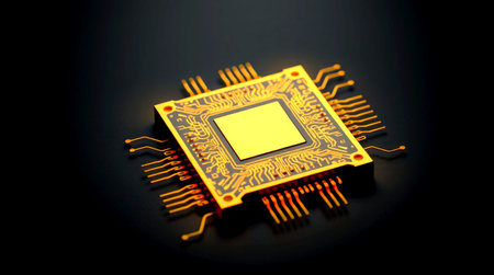Circuit board on a black background. 3d rendering, 3d illustration.
