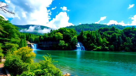 Waterfall in Plitvice Lakes National Park, Croatiaの写真素材
