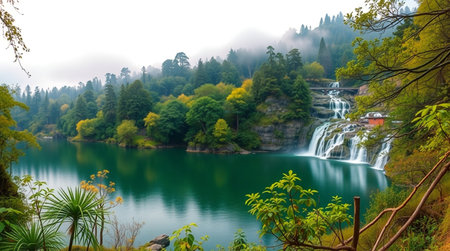 Landscape view of Plitvice Lakes National Park,Croatiaの写真素材