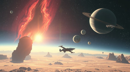 Fantasy alien planet. 3D rendering. Elements of this image furnished by NASA