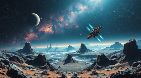 Fantasy alien planet. 3D illustration.