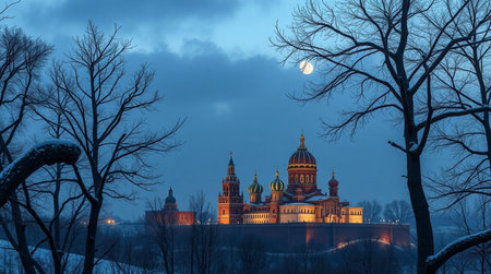 The Cathedral of Christ the Saviour at night, Moscow, Russia