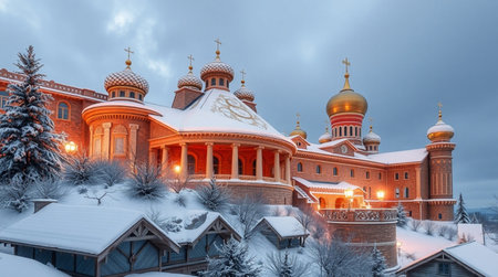 Panoramic view of the Cathedral of the Assumption of the Blessed Virgin Mary in Yaroslavl, Russiaの写真素材