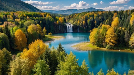 Panoramic view of the beautiful Plitvice Lakes National Park