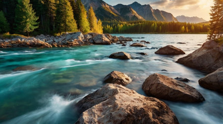 Mountain river. Long exposureの写真素材