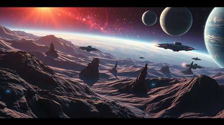 Fantasy alien planet in space. 3D rendering. Elements of this image furnished by NASA