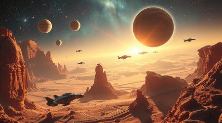 Fantasy alien planet. 3D illustration. Elements of this image furnished by NASA