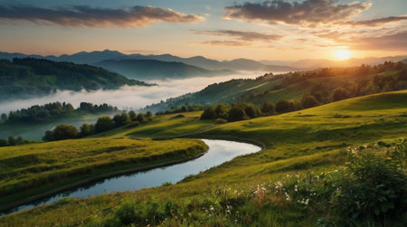 Beautiful summer landscape in the Carpathian mountains. Ukraine, Europe.の写真素材